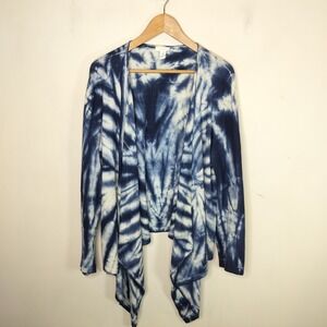 Chico's Tie Dye Cardigan Silk Blend Open Draped Front